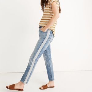 Madewell High-Rise Slim Crop Boyjean Wexford Wash Tuxedo Stripe Size 25